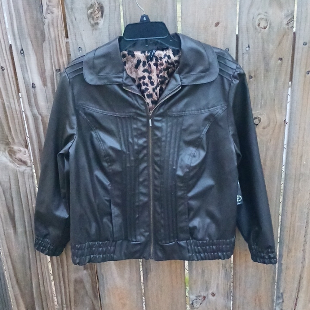 New Directions women's Faux leather lined brown jacket size 1X